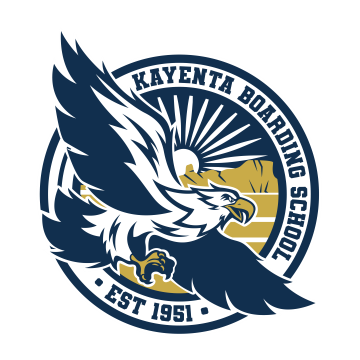 Kayenta Boarding School logo showcasing a unique emblem with eagle in flight symbolizing learning and cultural heritage.