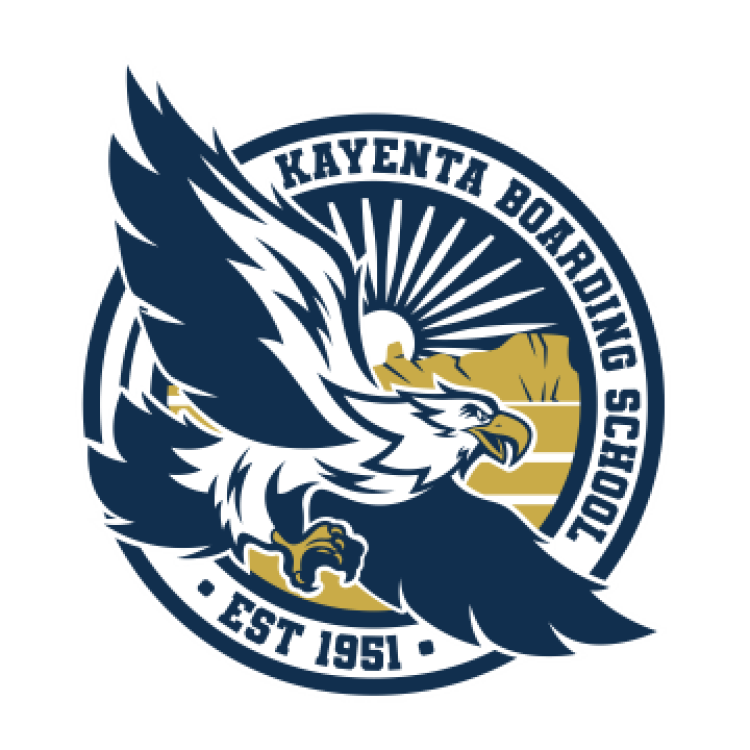 Kayenta Boarding School logo showcasing a unique emblem with eagle in flight symbolizing learning and cultural heritage.